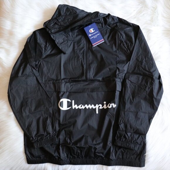 NEW Champion Black Oversized Wind Breaker Jacket Size Medium - Picture 1 of 6